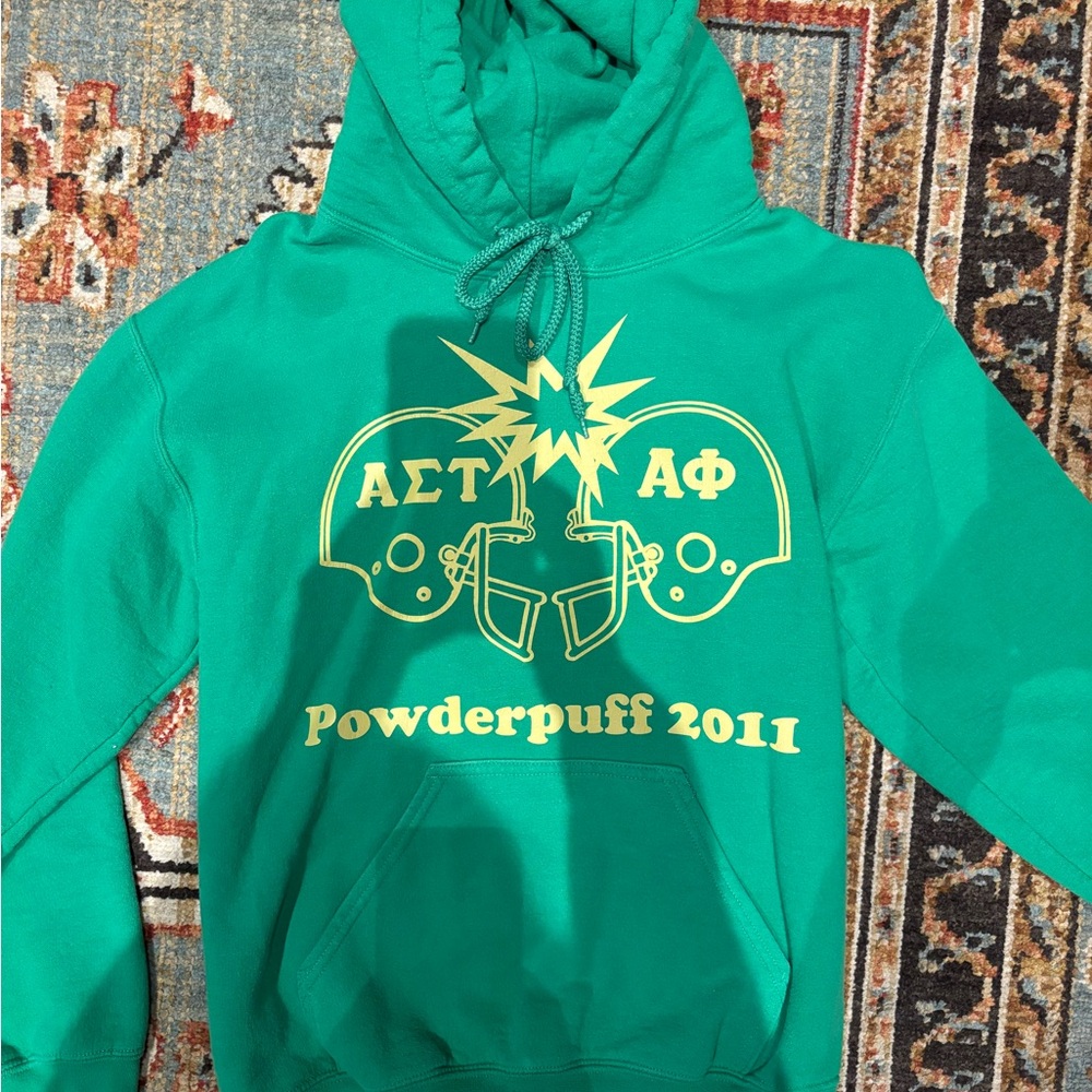 Green Alpha Sigma Tau Powderpuff Hoodie - Small